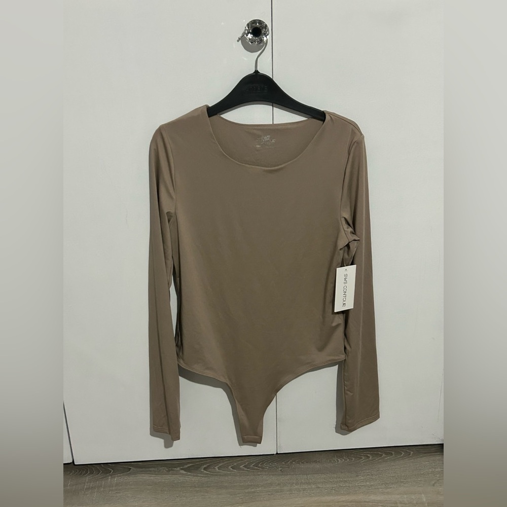 Urban Planet taupe Fitted Long Sleeve Bodysuit